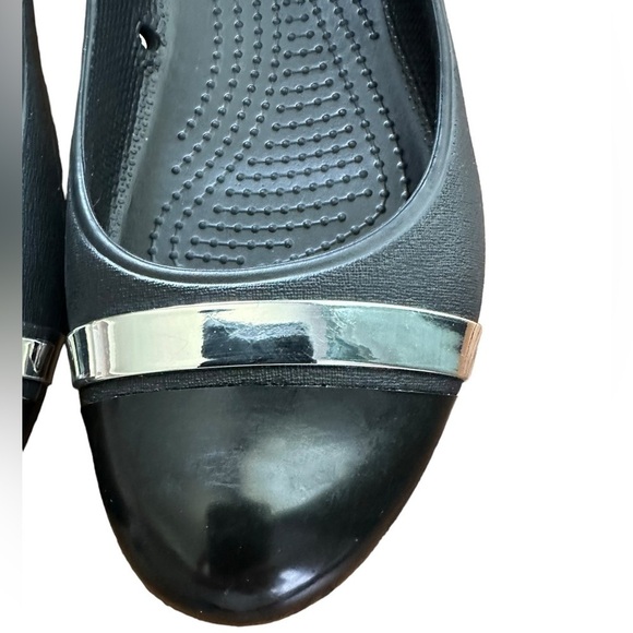 CROCS KADEE BLACK CAP TOE MIRROR BAND BALLET FLATS SIZE 8 - Picture 5 of 10